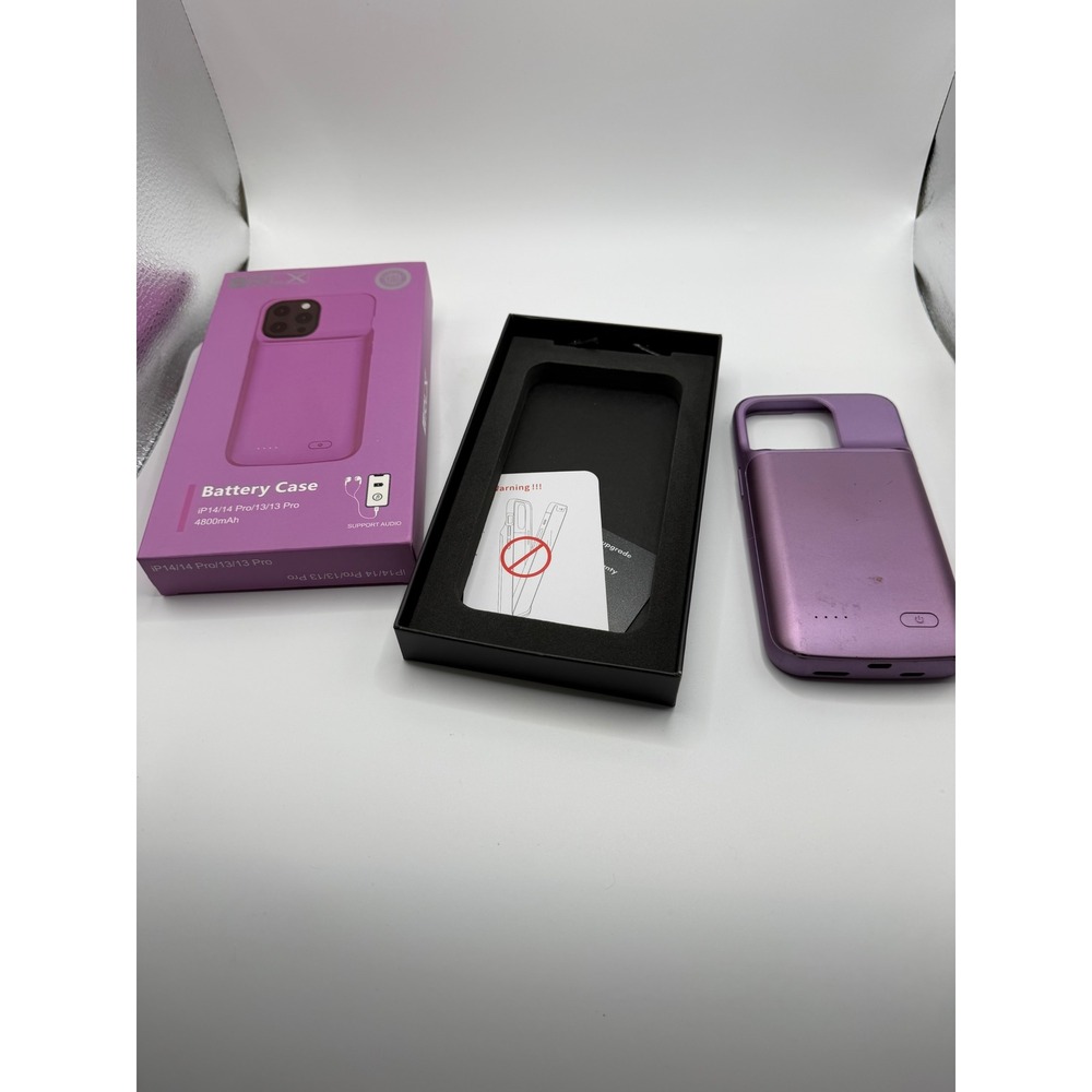 RLX iPhone 14 13 Pro Battery Case 4800mAh Purple Charging Power Bank Cover